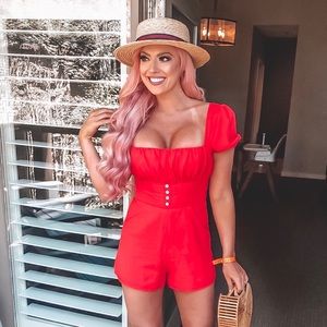 Red Revolve Romper